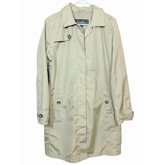 Eddie Bauer Jackets & Blazers - Eddie Bauer WeatherEdge Trench Coat Womens Medium Beige Rain Jacket Minimalist
